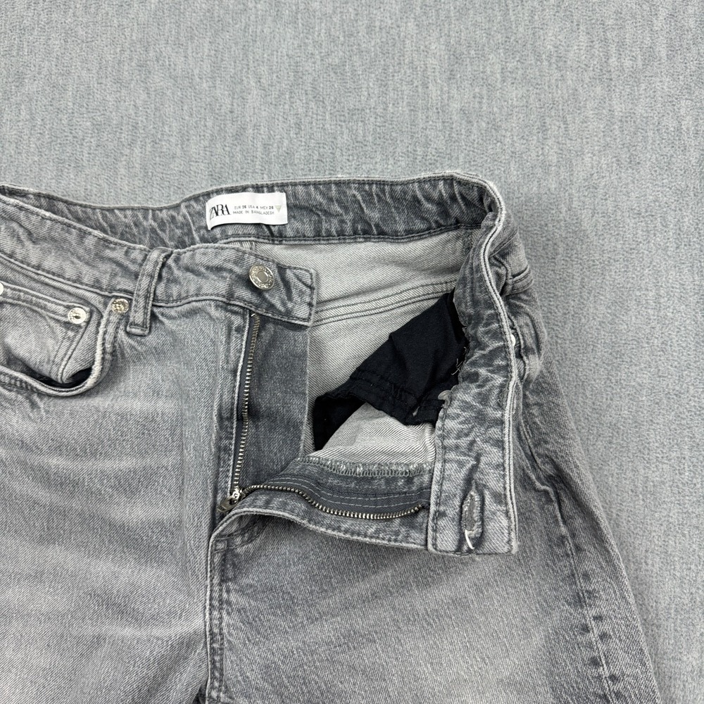 Zara Jeans Womens 4 Fit 26X32 Gray Washed Slim Straight Denim Casual‎ Mid Rise - Picture 4 of 12